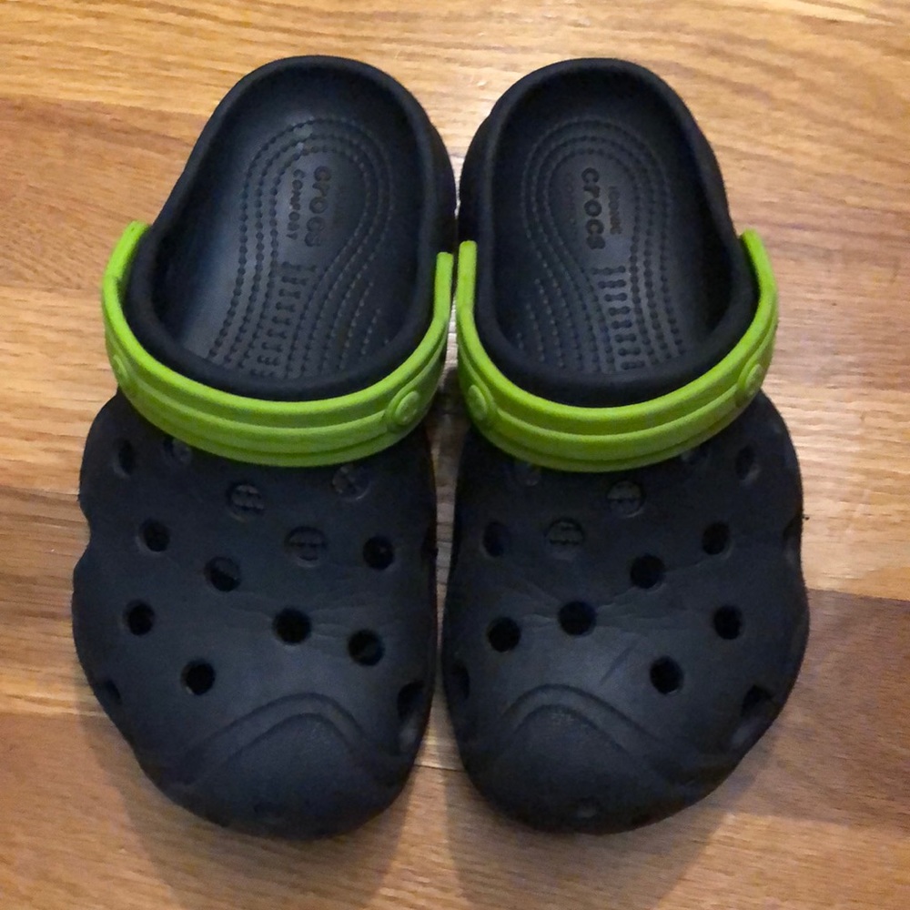 Black and green crocs. Size 12c